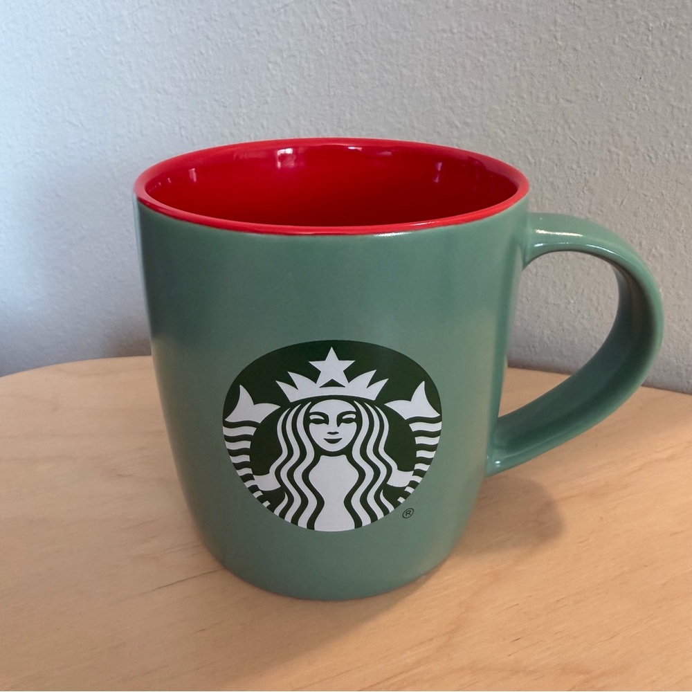 Starbucks Green Mug with Red Interior